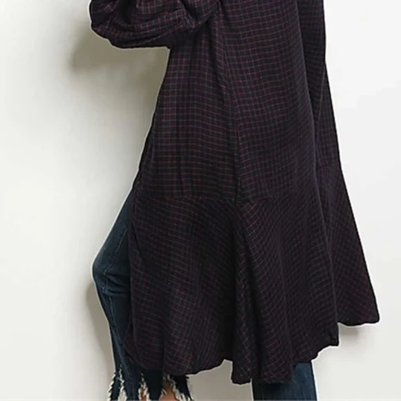 Long Sleeve Long Plaid Cardigan - Picture 4 of 4